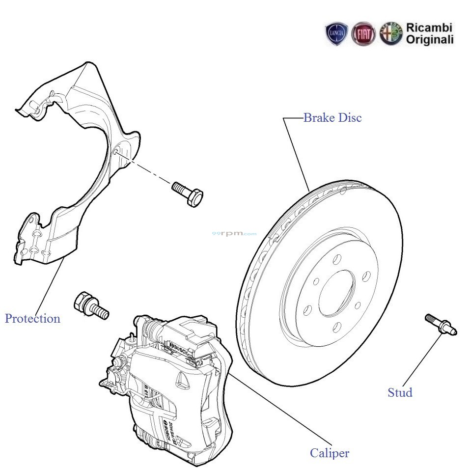 FIAT Grande Punto Front Brake Caliper & Disc