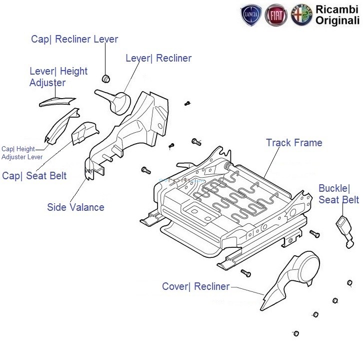FIAT Punto Front Driver Seat Components, levers & Frame