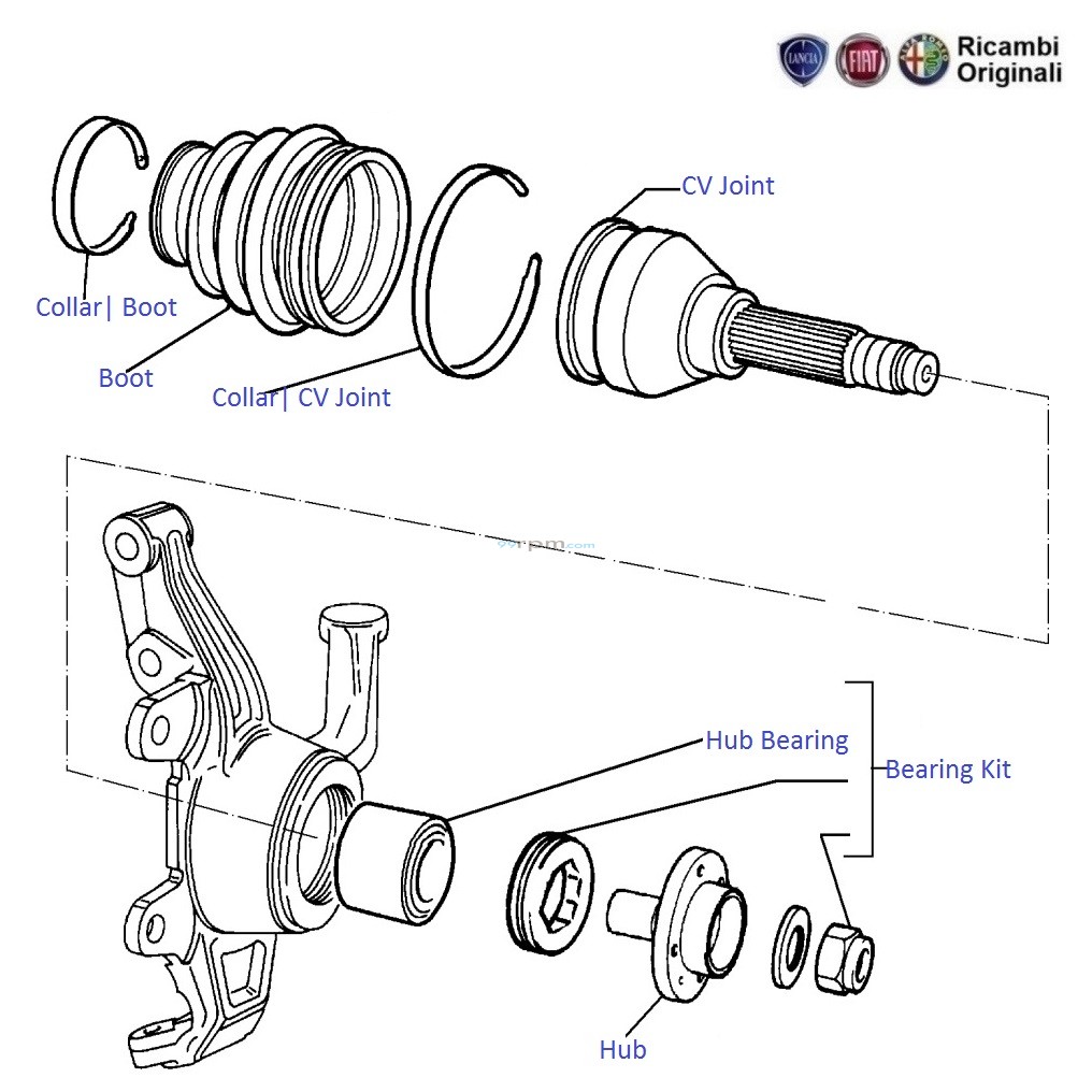 FIAT Uno 1.0 Petrol CV Joint, Boot, Front Hub and Bearing