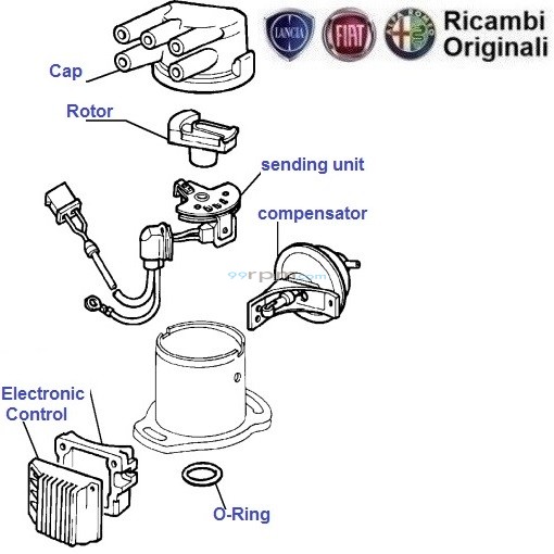FIAT Uno 1.0 petrol Ignition Distributor components