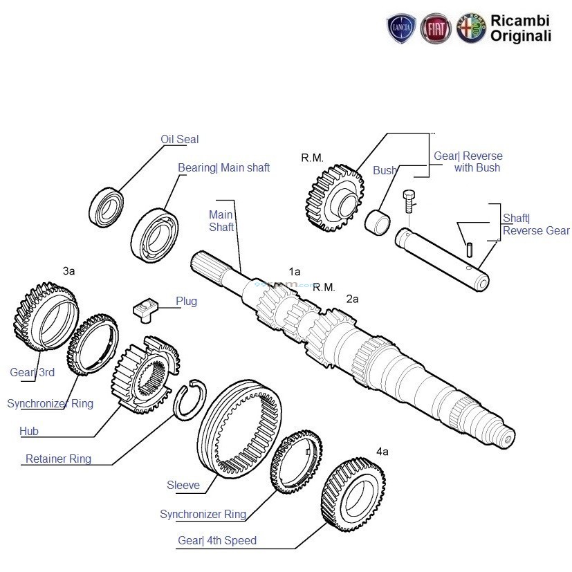 FIAT Palio 1.2 Transmission Main shaft, oil seal and 14 gears