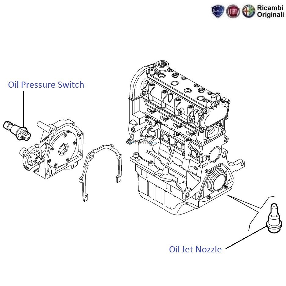 FIAT Linea 1.4 TJet Petrol Oil Pressure Switch & Oil Jet Nozzle