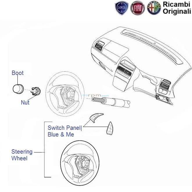 Fiat Grande Punto Steering Wheel, Blue & Me Buttons