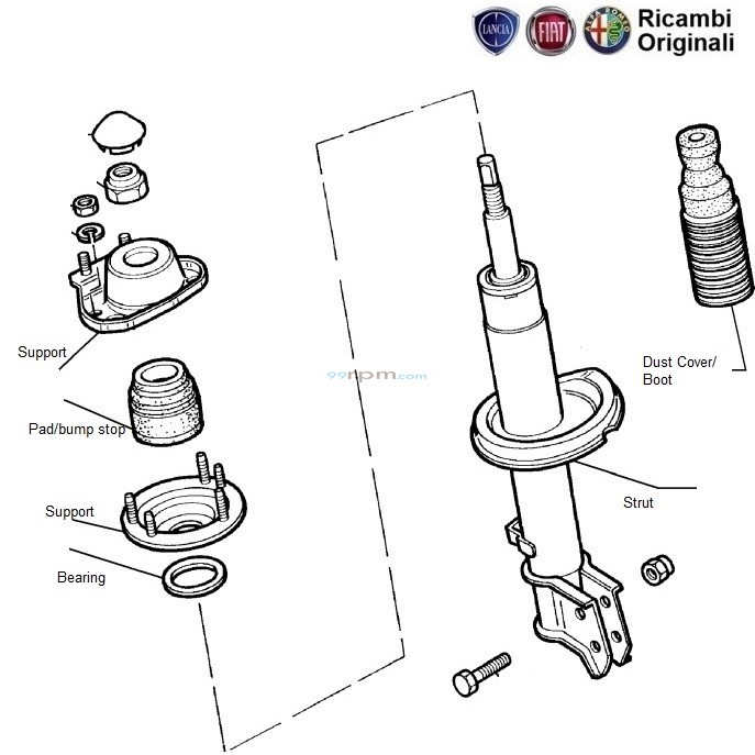 Fiat Uno Front Suspension Struts and mount pads