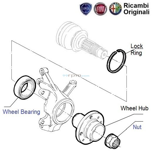 FIAT Palio Stile 1.3 mjd Diesel Front Wheel Hub, Bearing, and axle boot