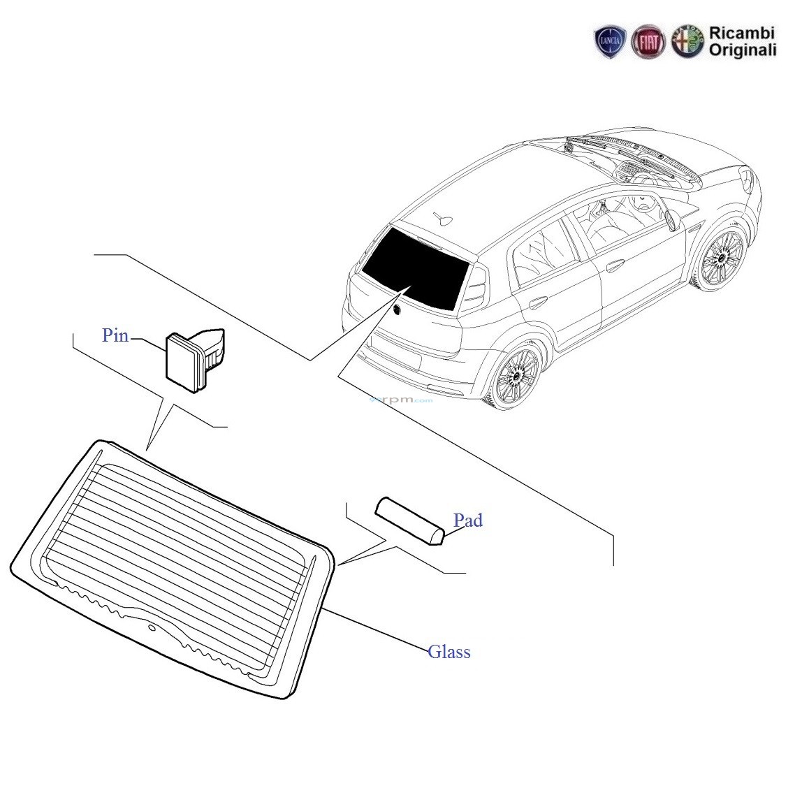 FIAT Punto Rear Boot Door Glass