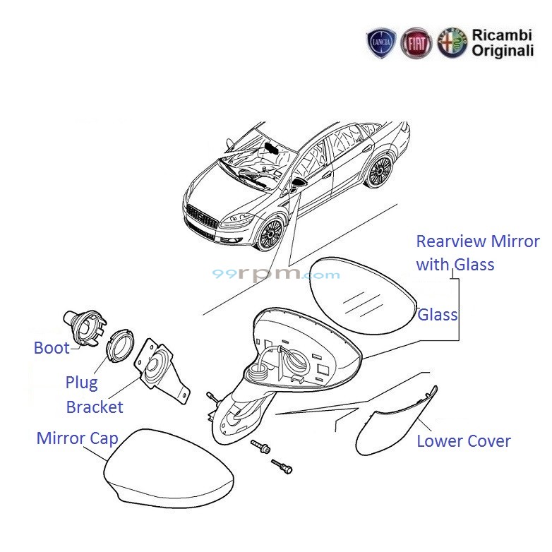 Fiat linea side mirror cover sale