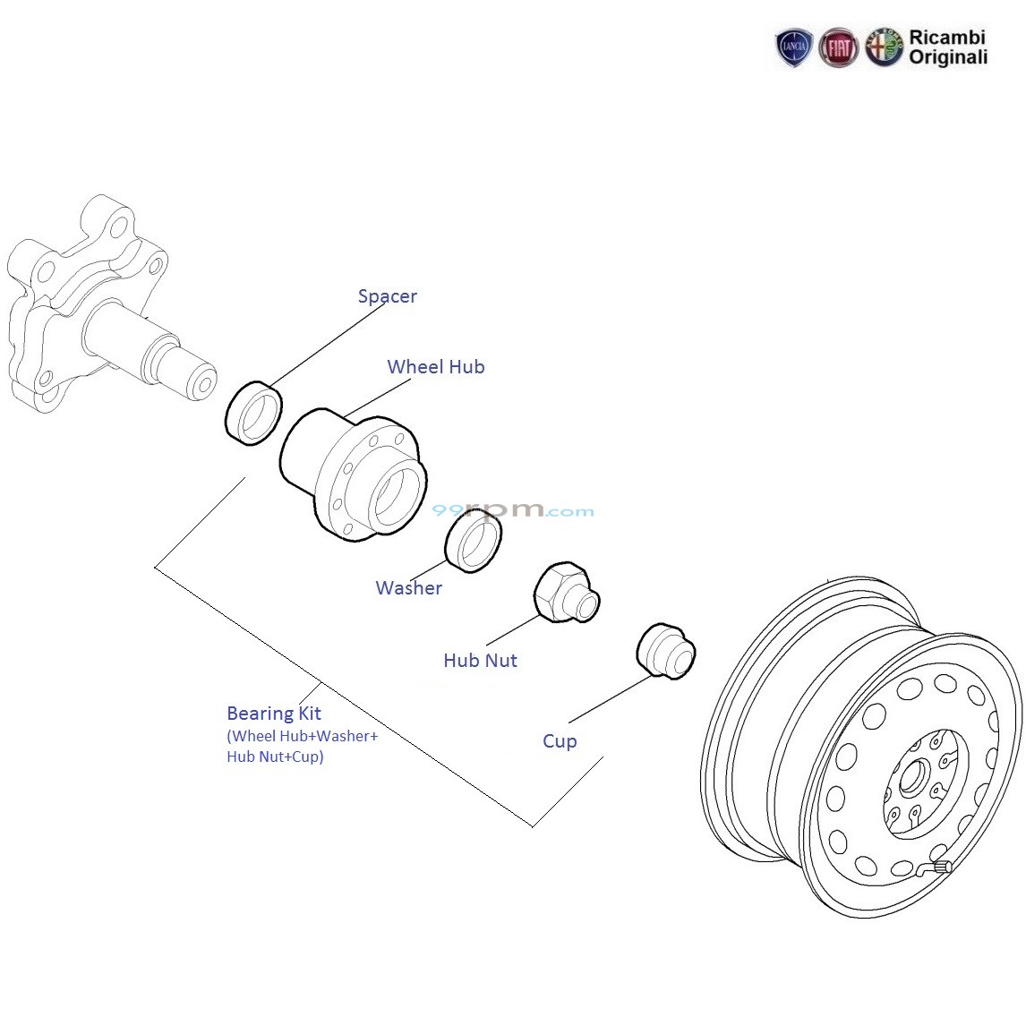 Fiat Grande Punto Rear Wheel Hub and Wheel Bearing kit