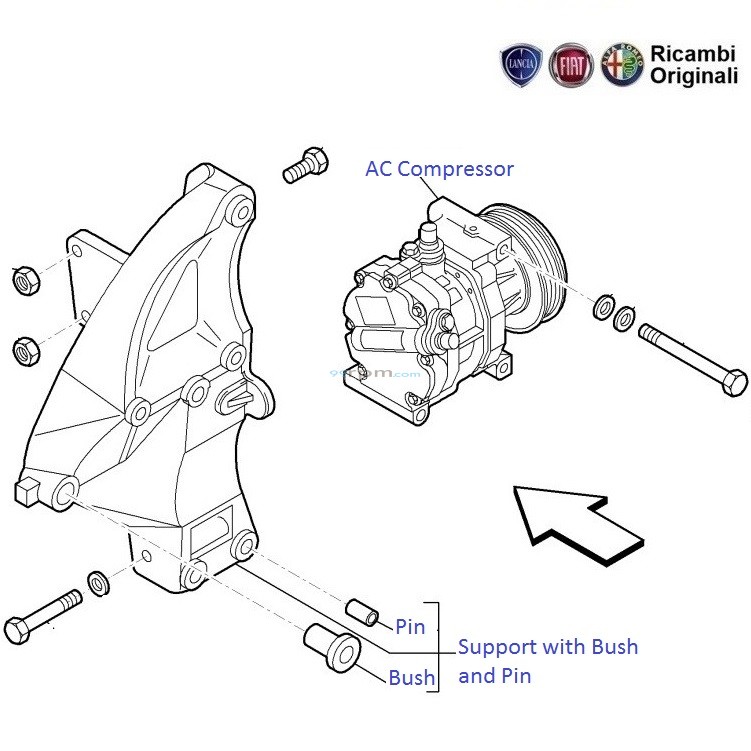 Fiat linea ac compressor top