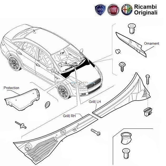 Fiat Linea Cowl Top Air Intake Lid