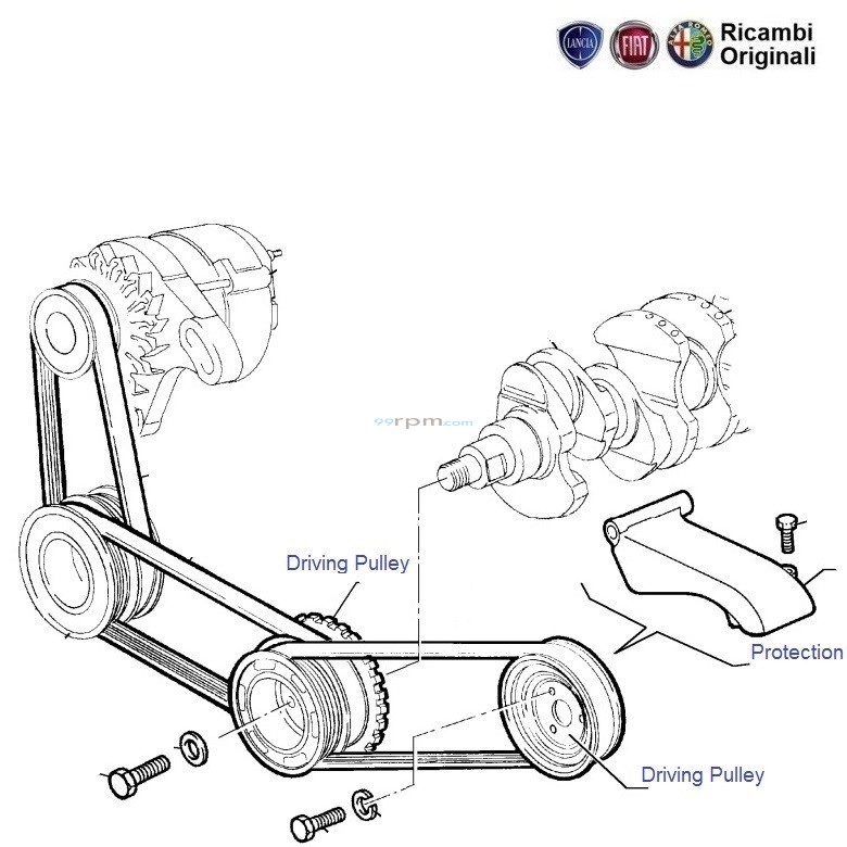 FIAT Palio 1.2 Crankshaft, Power steeringpump pulley