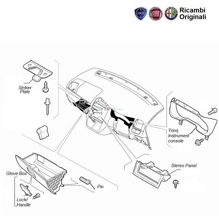 Fiat punto glove online box handle
