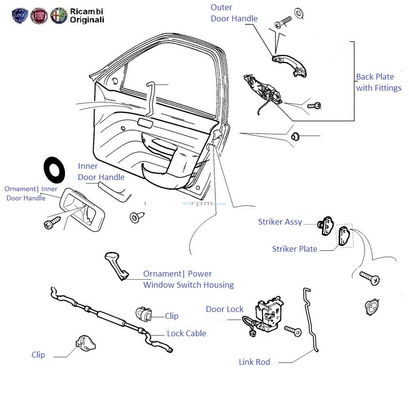 Fiat door best sale handle parts