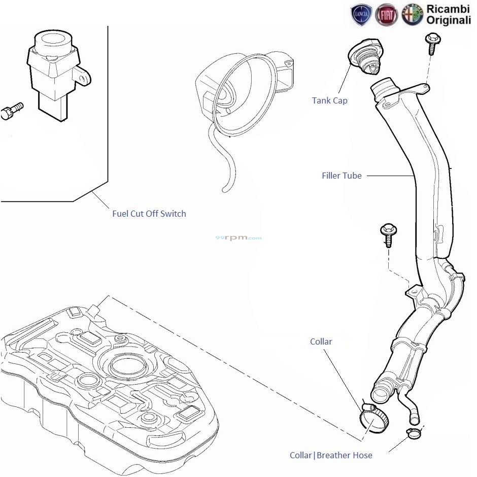 FIAT Punto 1.3 MJD diesel Filler Tube