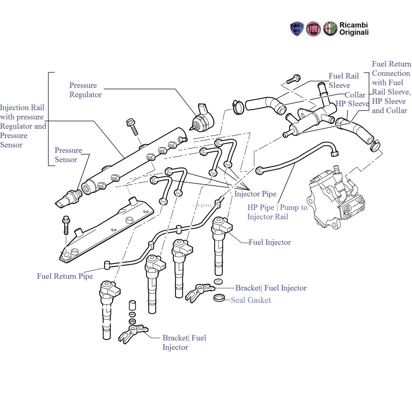 Fiat Palio Stile 1 3 Mjd Diesel Injector Rail Pipes