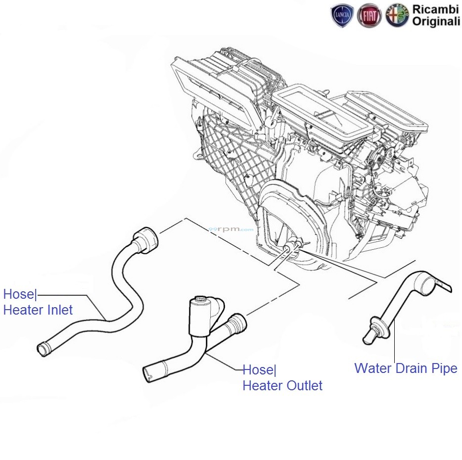 FIAT Punto 1.3 MJD Hoses Pipes of Heating Ventilation System