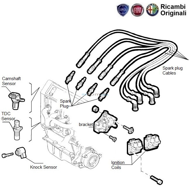 Fiat Palio Stile 1.1 Ignition Cable Spark Plug Camshaft Sensor