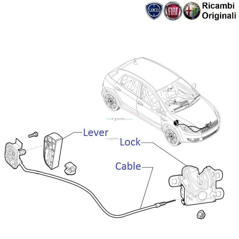Fiat punto hot sale bonnet release lever
