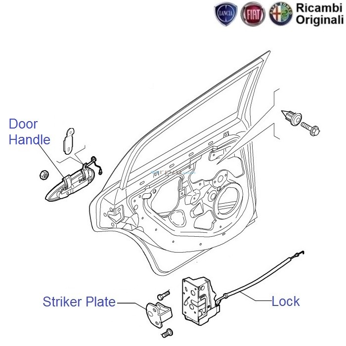 Fiat Grande Punto Rear Left Door Lock Handle