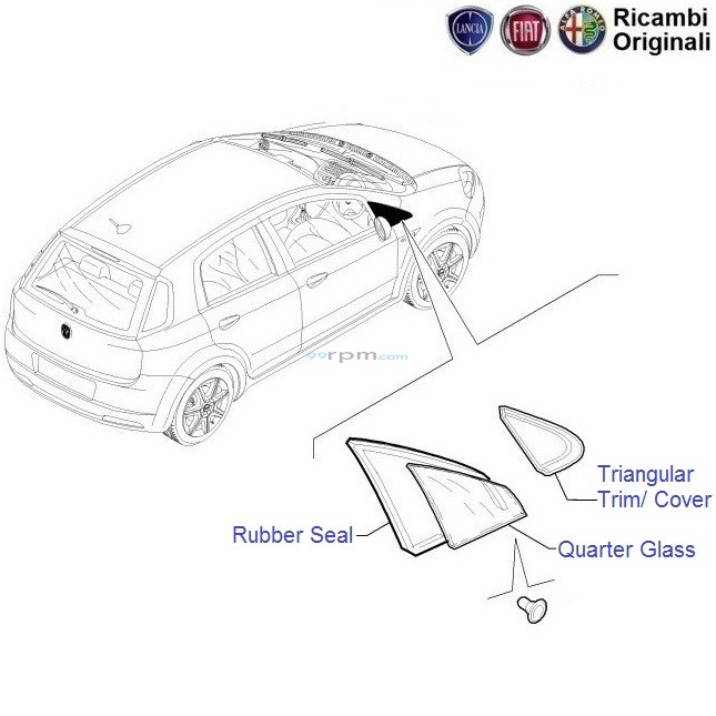 FIAT Grande Puno Front RH Quarter Glass