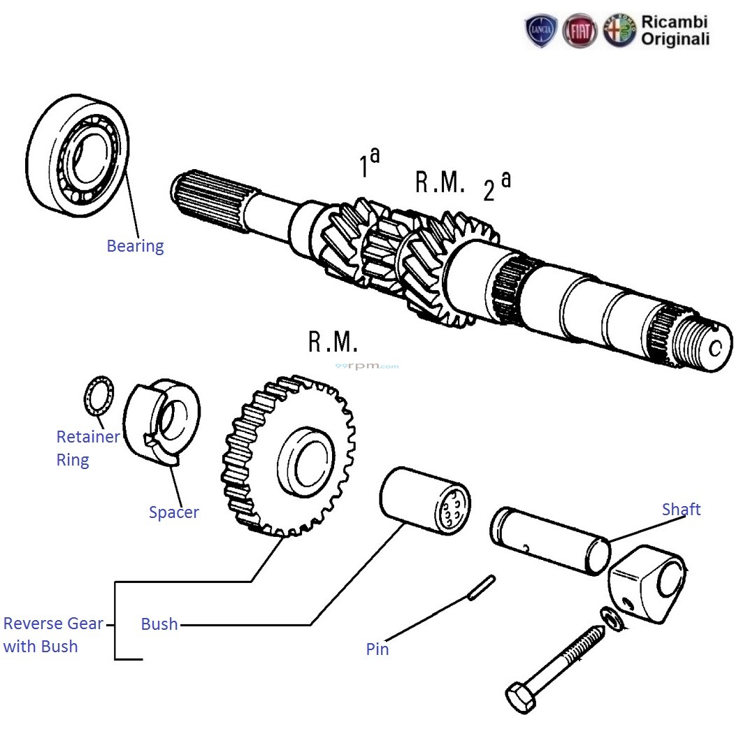 FIAT Uno 1.0 Petrol Reverse Gear Spacer and Shaft