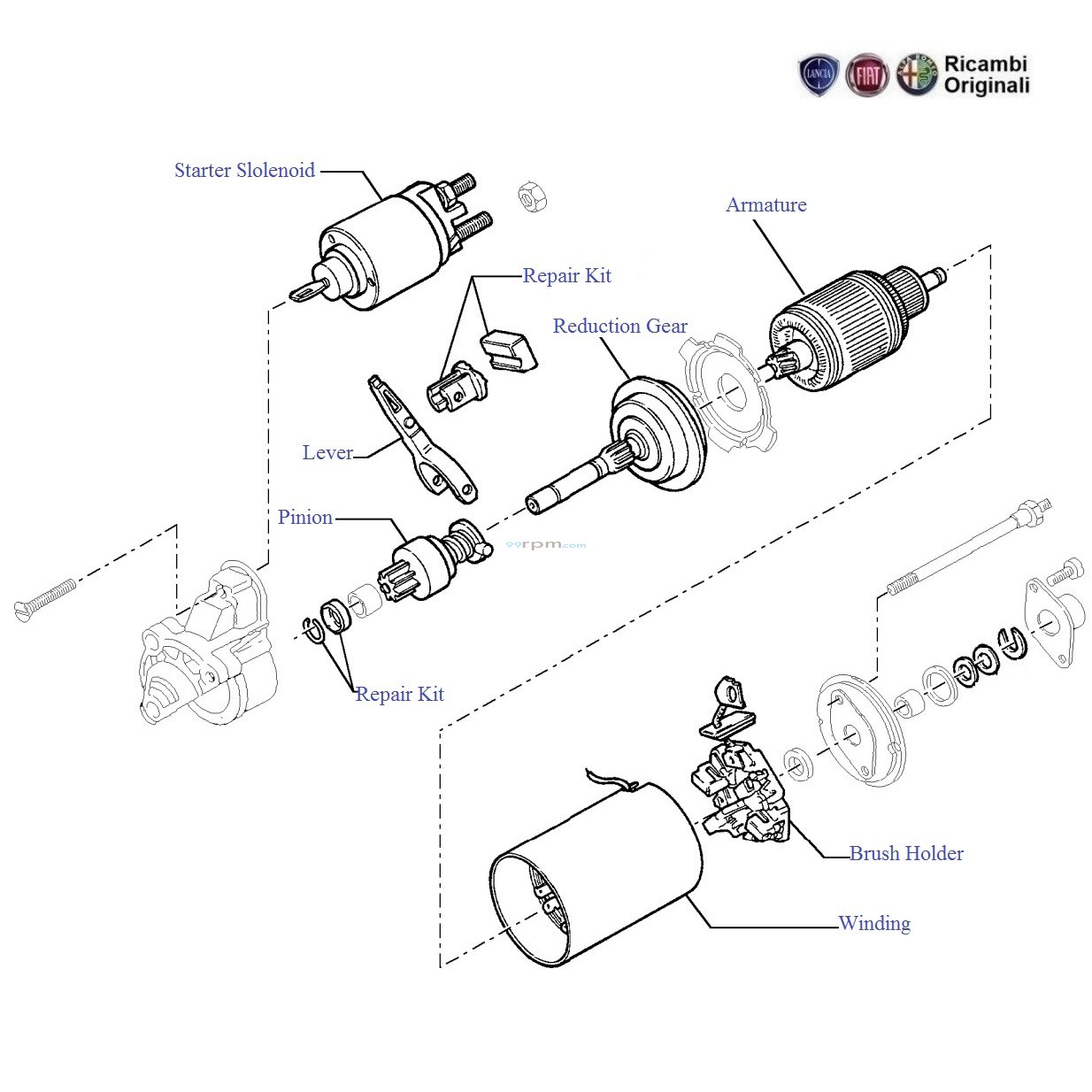 Fiat punto starter motor clearance replacement