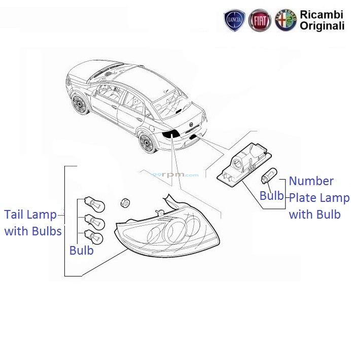 Fiat Linea Tail Lamp License plate lamp Stop light