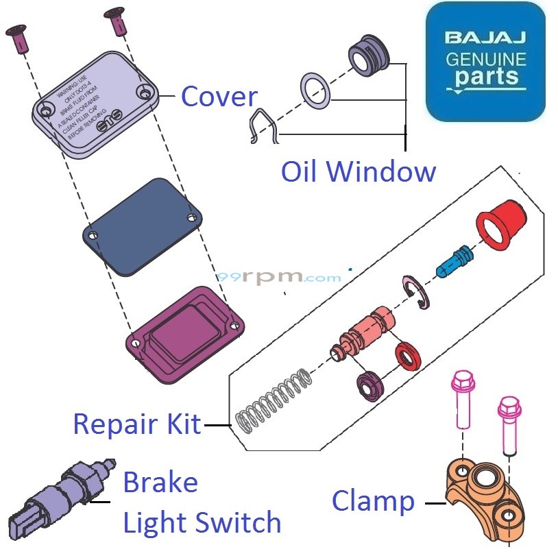 Bajaj Pulsar NS200 (USD Fork, 2023) Front Brake Master Cylinder Components