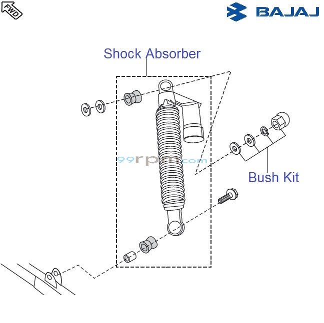 Bajaj Pulsar 150 UG4 DTSi Rear Suspension Shock Absorber