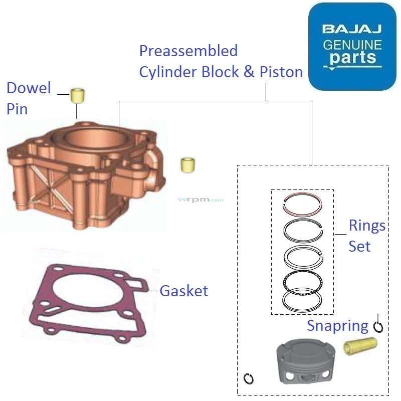 Bajaj Pulsar NS200 (BS4, 201719) Block & Piston