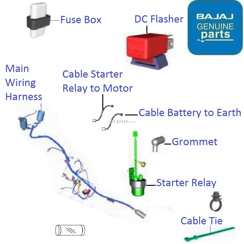 Bajaj Discover 110 BS4 (2018-20): Wiring & Relay