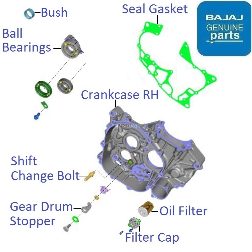 Bajaj Pulsar F250 (Twin Channel ABS, 202123) Right Side Engine Crankcase