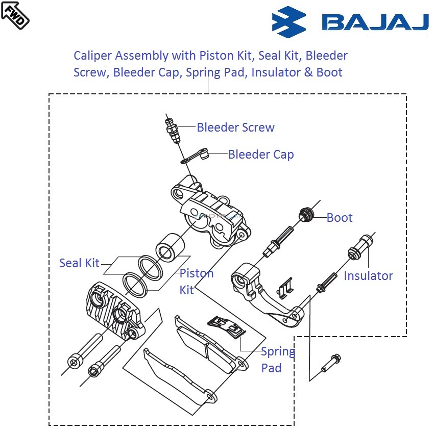 Bajaj Pulsar 220F DTSi Front Brake Caliper