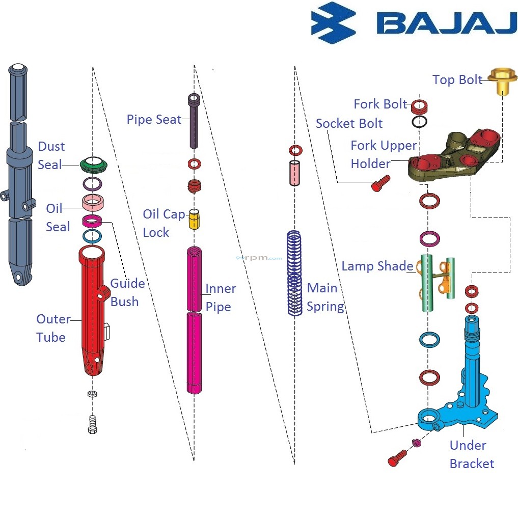Bajaj Pulsar 200NS Front Suspension Fork Components