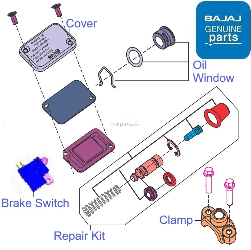 Bajaj Pulsar NS160 (USD Fork, 20232024) Front Master Cylinder Components