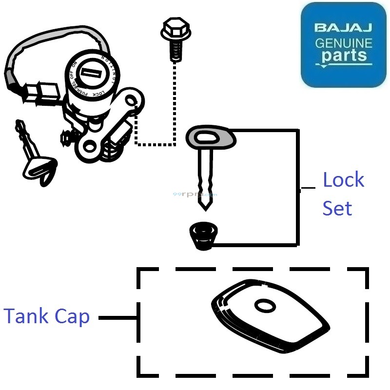 Bajaj XCD 125 Lock Set with Tank Cap