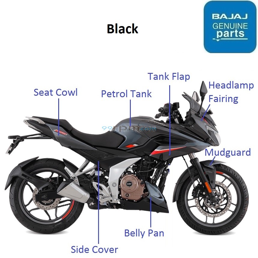 Bajaj Pulsar F250 Single ABS 2021 23 Black Color Painted Parts