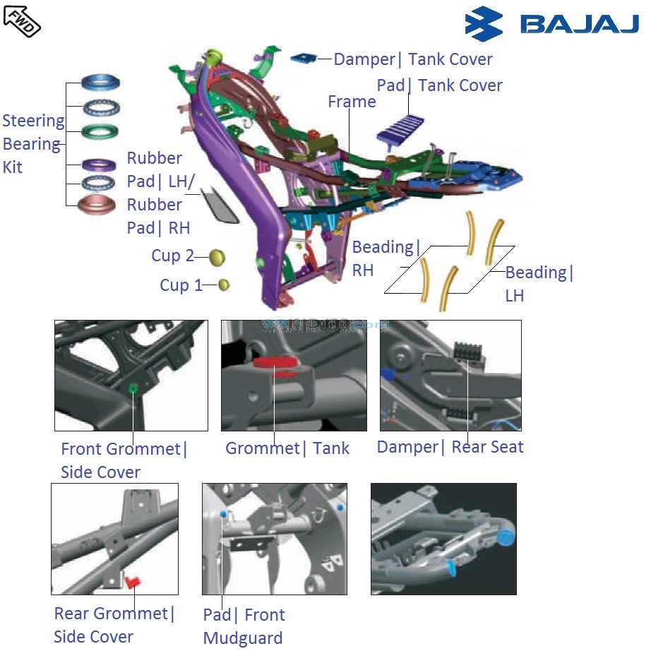Bajaj Pulsar RS200 BS3 2015 16 Body Frame