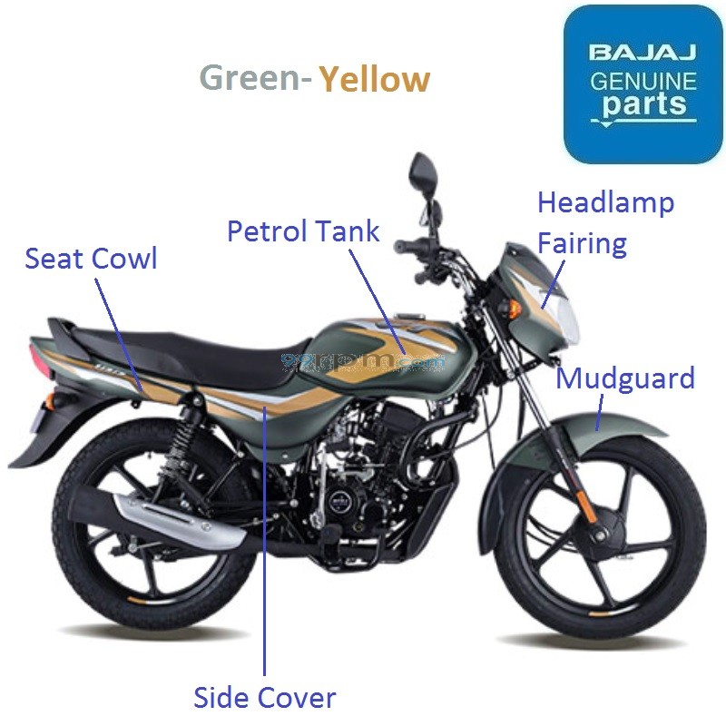 Bajaj CT100 BS6 2020 21 Green Paint Yellow Decal color theme painted
