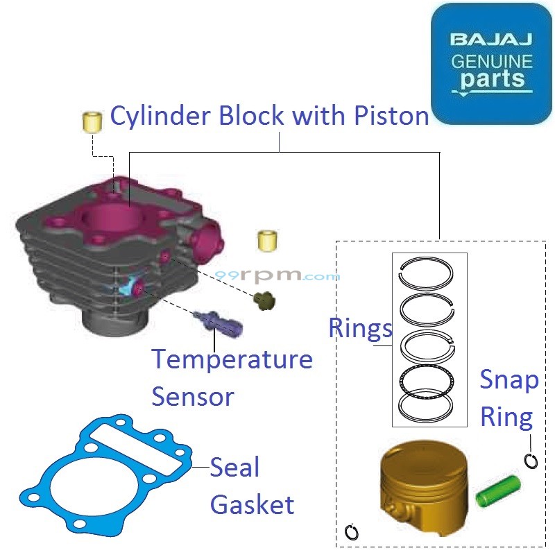 Bajaj CT 125X 2022 23 Cylinder Block Piston
