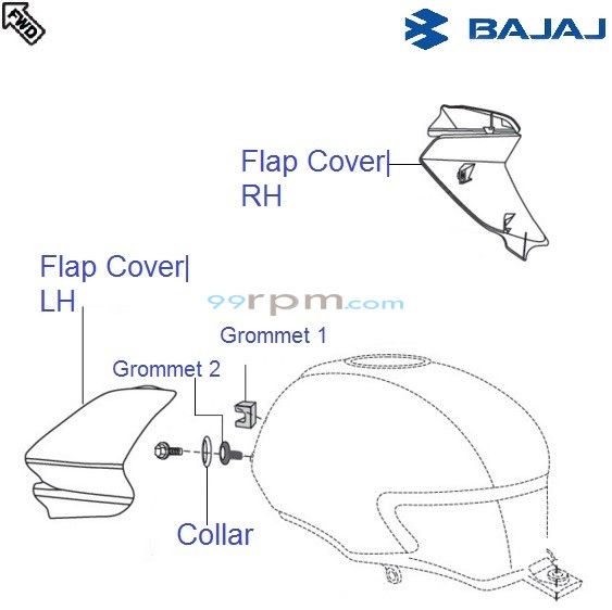 Pulsar 150 fuel tank flap cover outlet