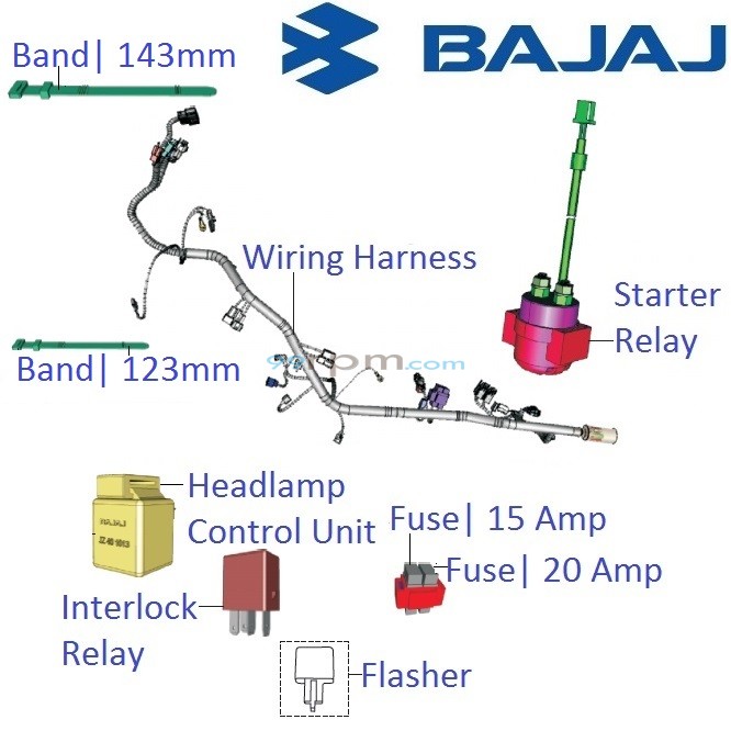Bajaj Pulsar 200NS Main Wiring Harness and Realys with Fuses
