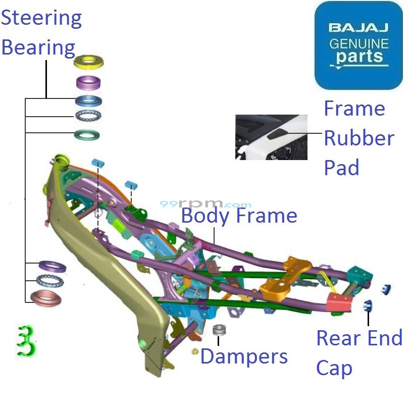 Bajaj Pulsar NS200 USD Fork 2023 Painted Chassis Frame