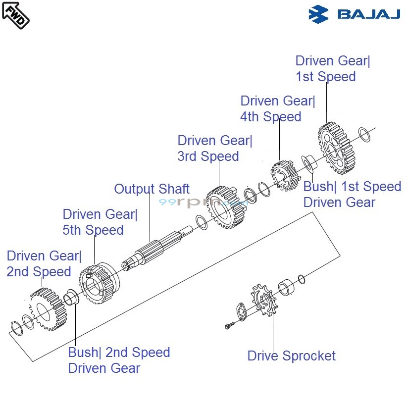Bajaj Pulsar 150 UG DTS i Gearbox Output Shaft Driven Gears