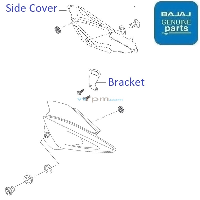 Bajaj pulsar 135 ls side cover outlet