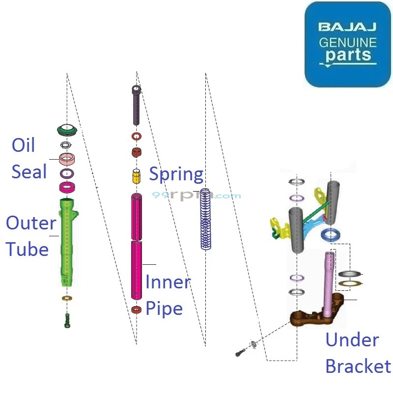 Bajaj Pulsar 150 Twin Disc UG5 BS4 Front Suspension Fork Components