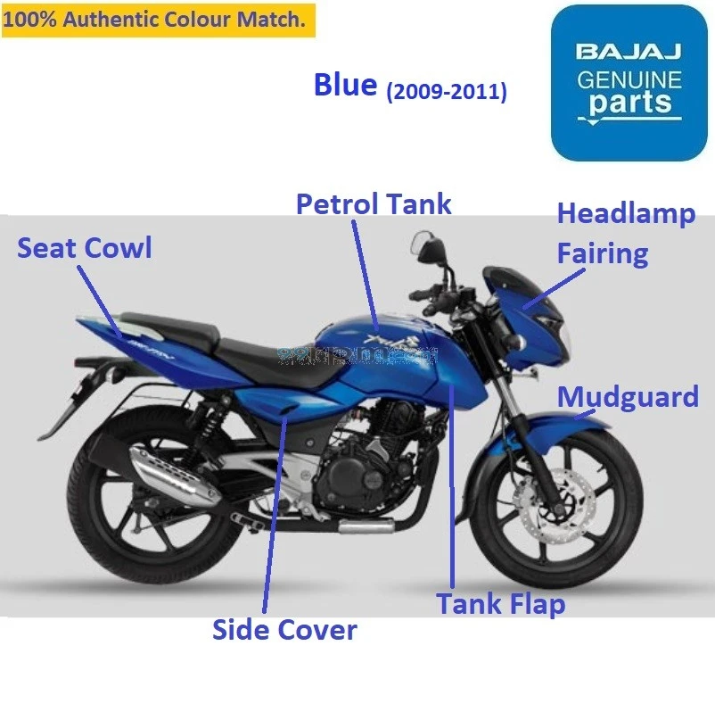 Pulsar 180 UG4 BS3 Blue Color 2009 2011 Painted Parts i.e. Fuel Tank Seat Cowl Side Cover Mudguard
