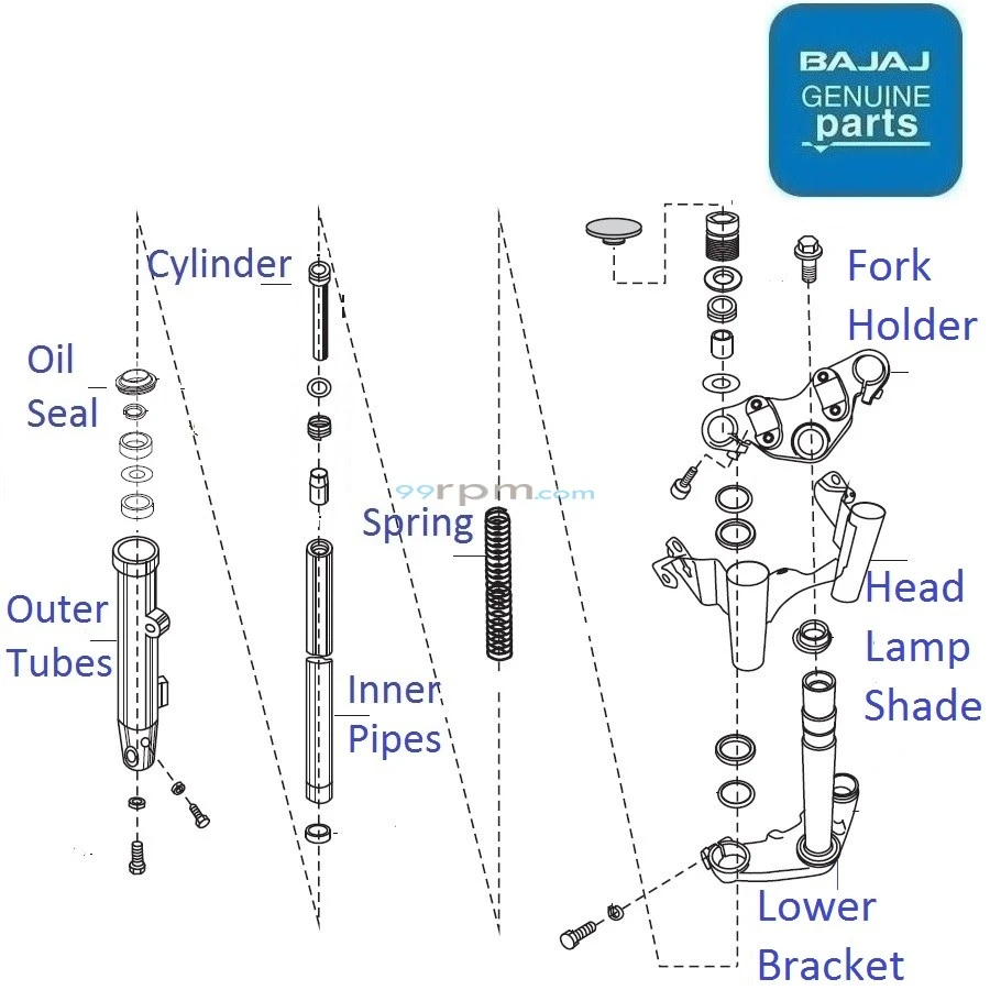 Pulsar 180 UG4 BS3 2009 16 Front Suspension Fork Components