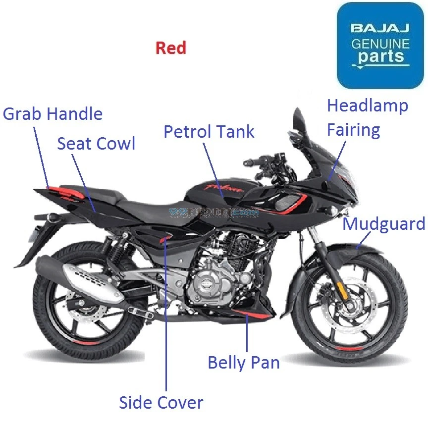 Pulsar 180F BS6 2020 21 Red color theme painted parts