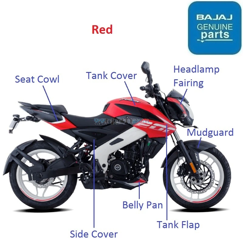 Bajaj Pulsar NS200 BS6 2021 2023 Red Color Theme Painted Parts